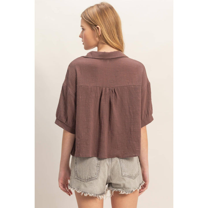 Women's Short Sleeve - Textured Button-Up Shirt - - Cultured Cloths Apparel