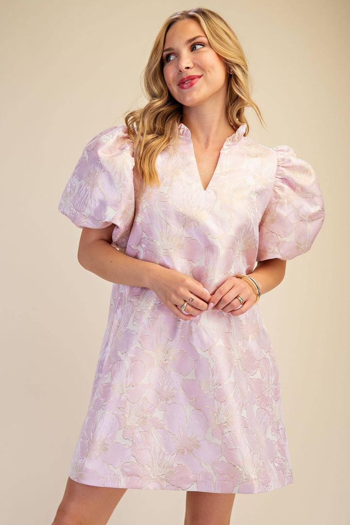 Dresses - Ruffle V-Neck Puff Sleeve Mini Dress - Spring / Summer - - Cultured Cloths Apparel