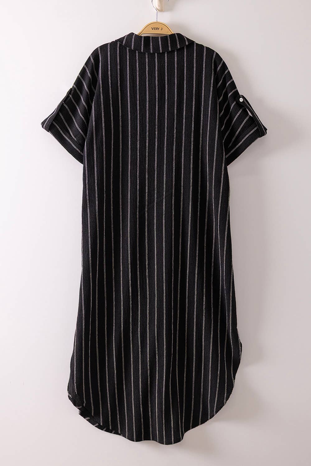 Dresses - Striped Linen Midi Button Down Shirt Dress - - Cultured Cloths Apparel