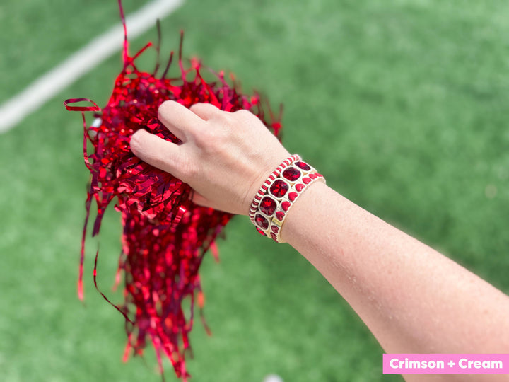 Accessories, Bracelets - Enamel Stretch Bracelets - Team Spirit -3 Pc Set-Asst Colors - Crimson + Cream - Cultured Cloths Apparel