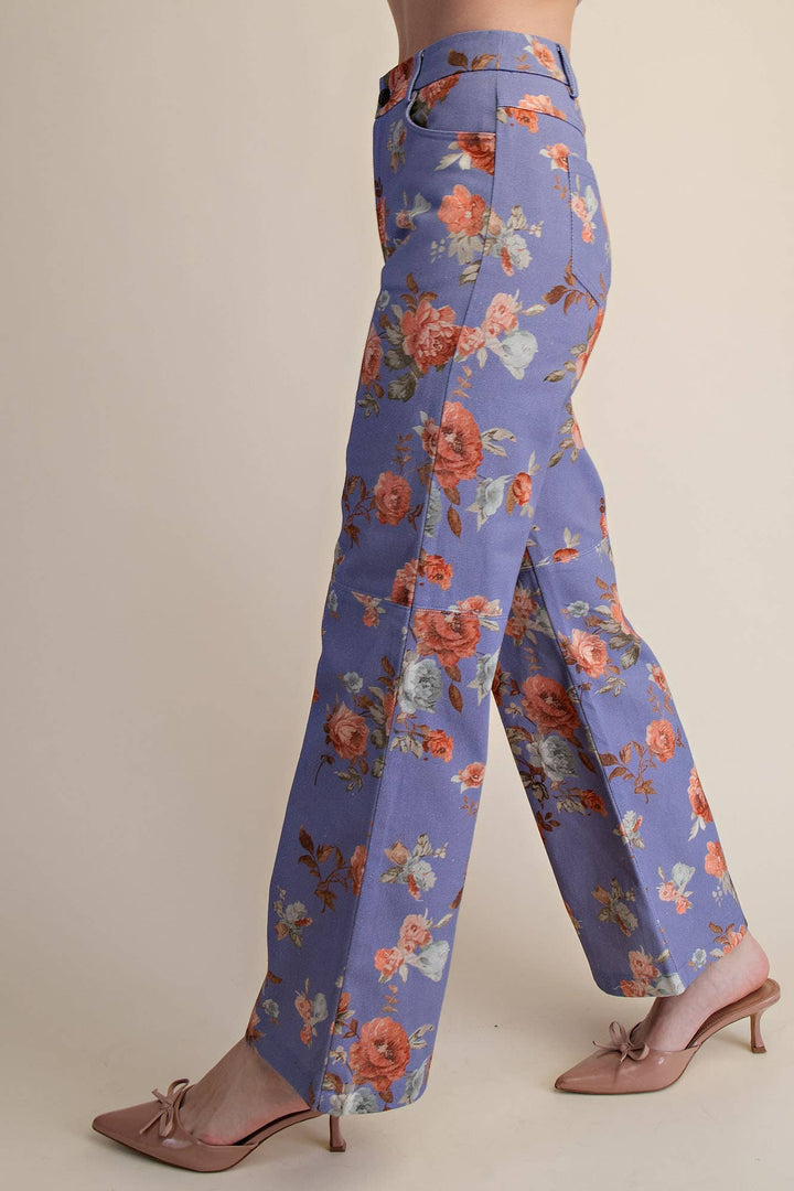 Pants - Straight Leg Floral Pants - - Cultured Cloths Apparel