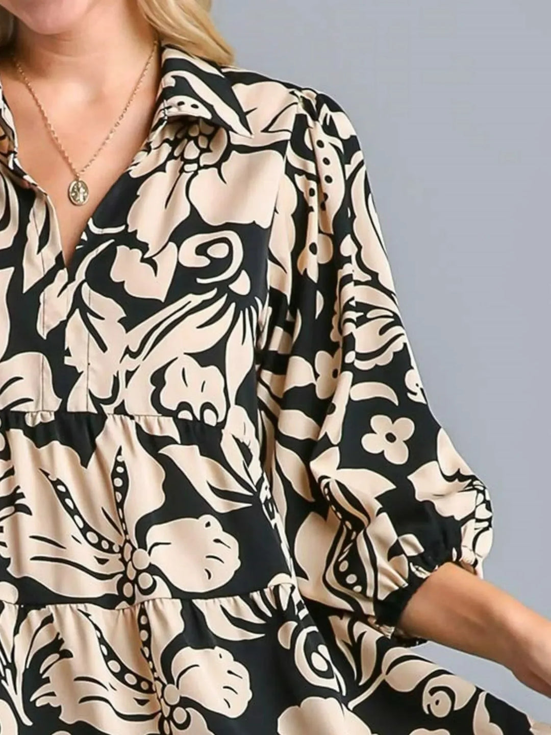 Women's Dresses - Umgee Floral Print Tiered Midi Dress - - Cultured Cloths Apparel