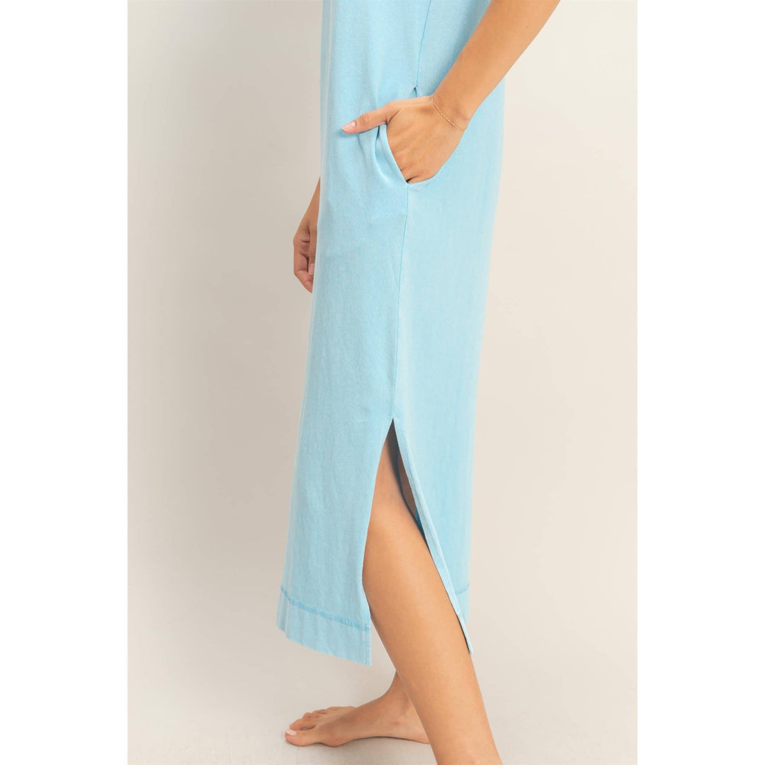 Chocolate Mineral Wash Cap Sleeve Midi Dress