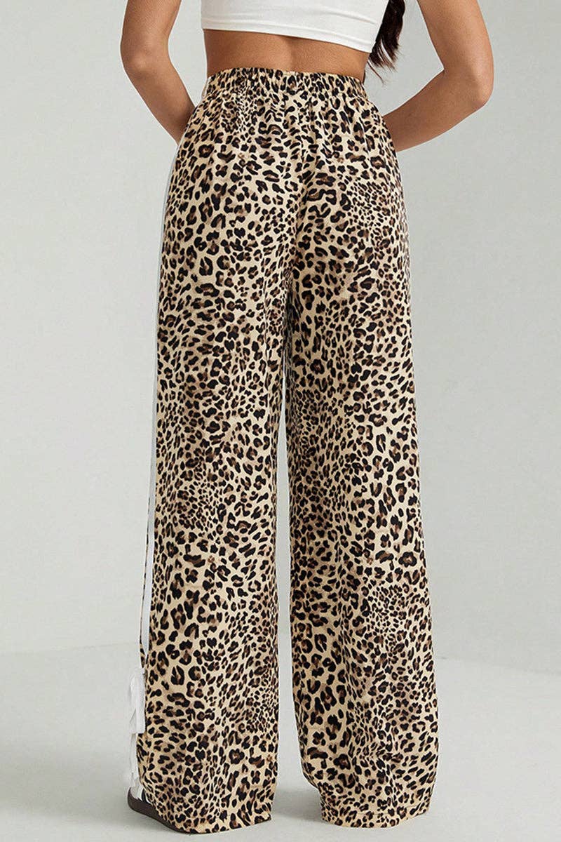 Pants - Leopard Print Stripe Casual Pants - - Cultured Cloths Apparel