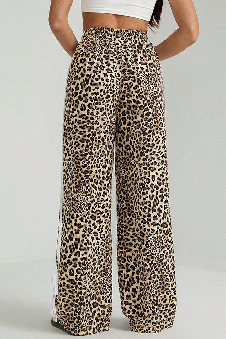 Pants - Leopard Print Stripe Casual Pants - - Cultured Cloths Apparel