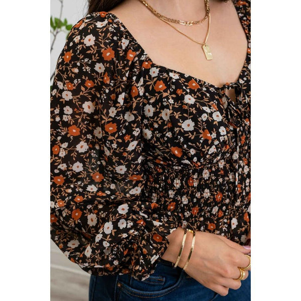 Women's Long Sleeve - Floral Long Sleeve Blouse Top -  - Cultured Cloths Apparel
