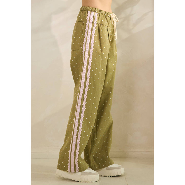 Pants - Polka Dot Pants with Satin Contrast Accents - - Cultured Cloths Apparel