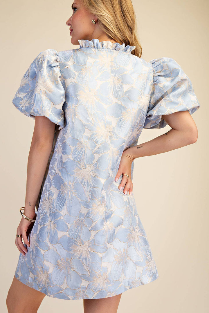 Dresses - Ruffle V-Neck Puff Sleeve Mini Dress - Spring / Summer - - Cultured Cloths Apparel