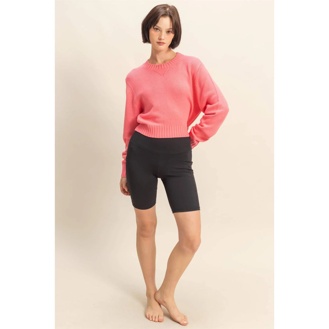 Women's Sweaters - Cropped Long Sleeve Sweater - - Cultured Cloths Apparel