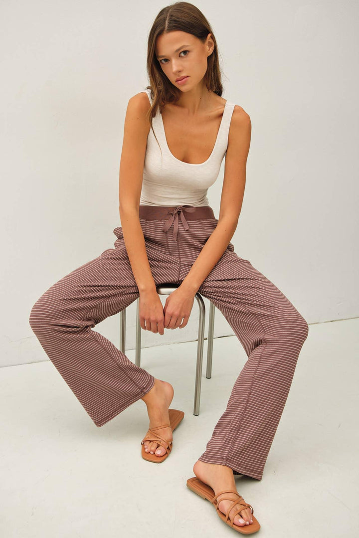 STITCHED THERMAL PULL ON PANTS