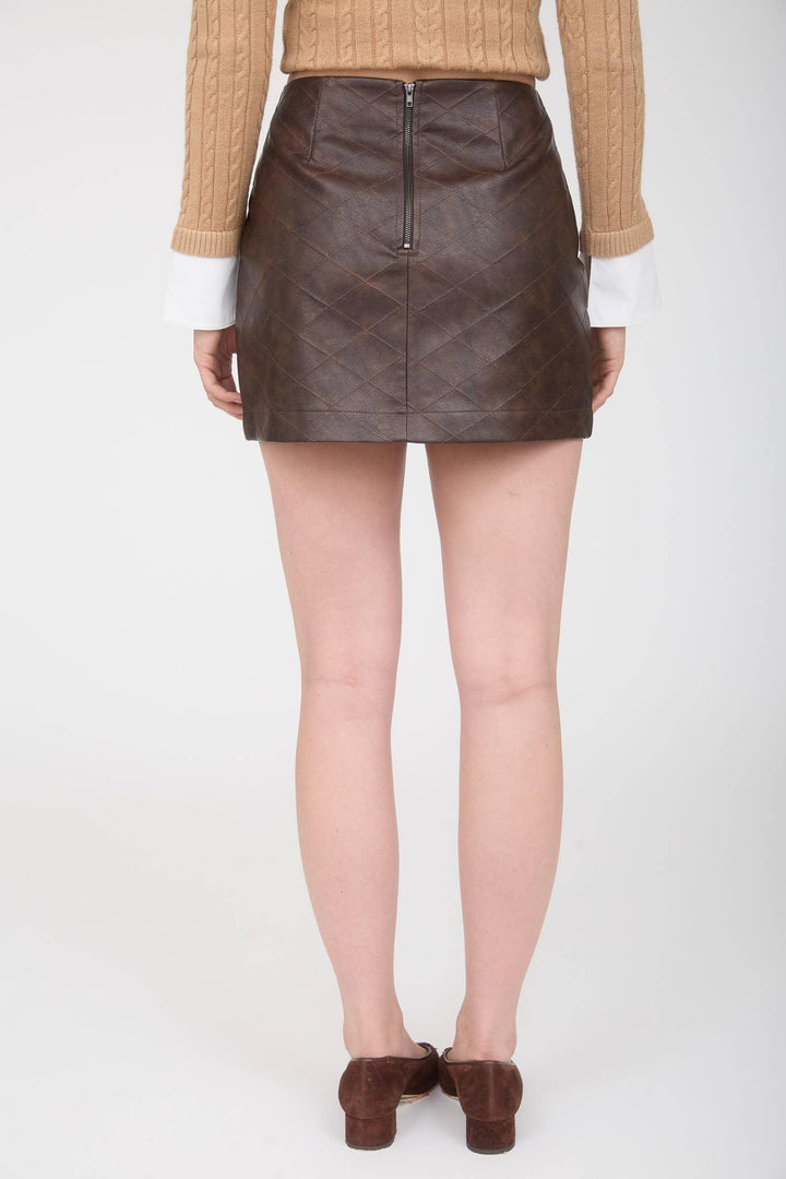 Women's Skirts - DIAMOND PATTERN FAUX LEATHER MINI SKIRT - - Cultured Cloths Apparel