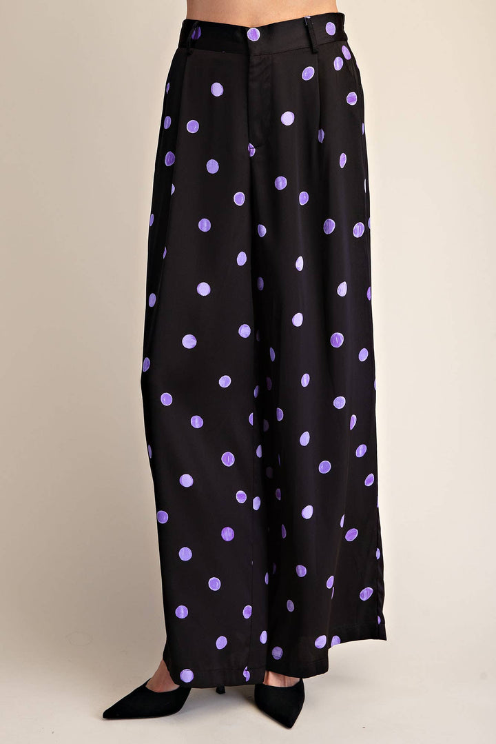 Tailored Wide Polka Dot High Waist Pants