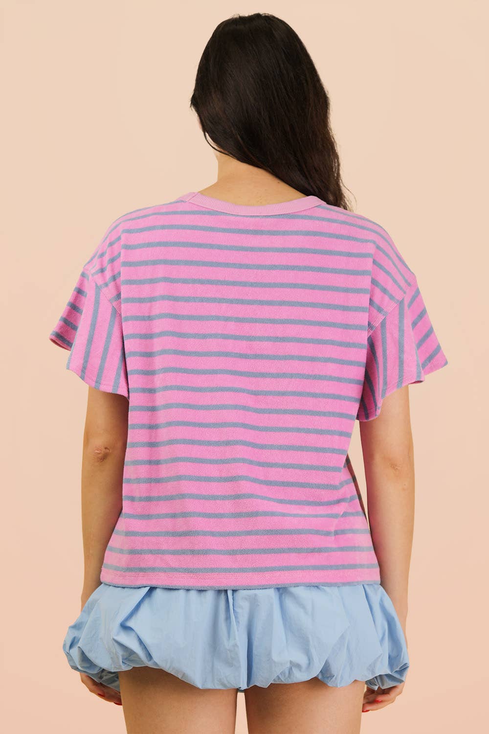 Oversized Ruffle Sleeve Casual Stripe Knit Top