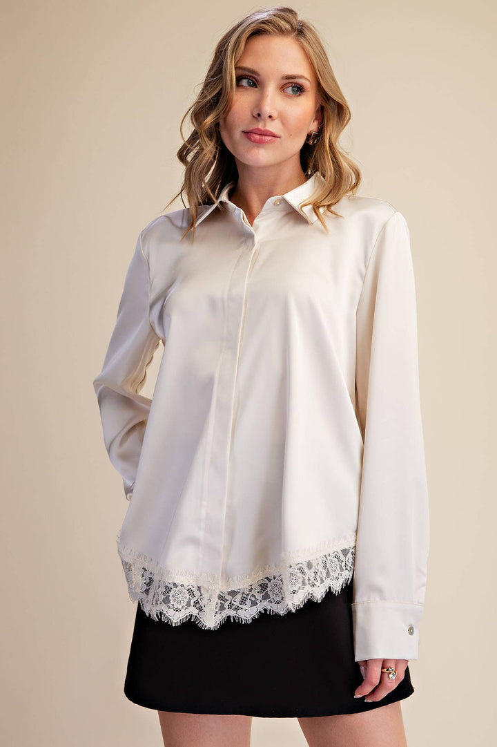 Lace Satin Effect Shirt