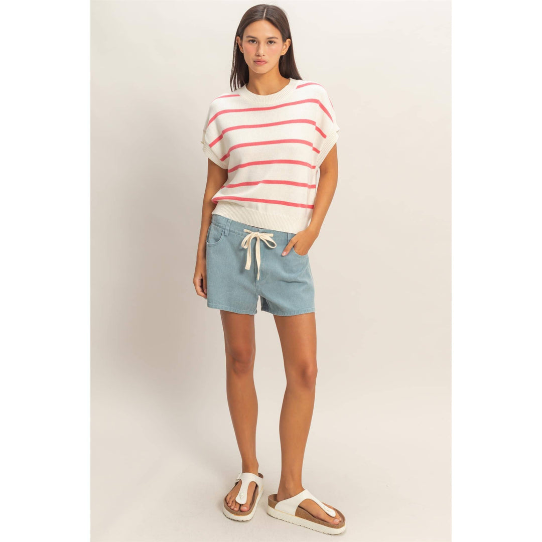 Striped Crew Neck Knit Top