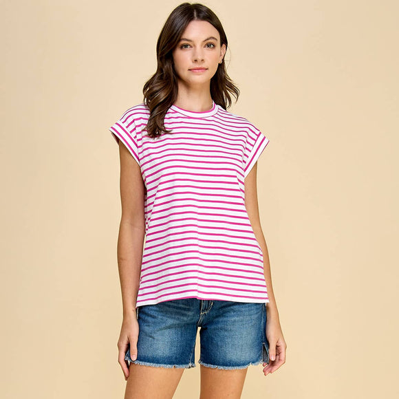 Women's Short Sleeve - Striped top with Short Sleeves - Small - Cultured Cloths Apparel