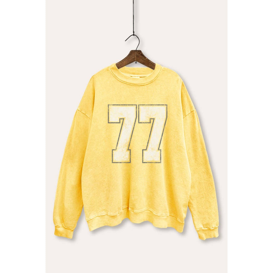 Number 77 Graphic Mineral Wash Sweatshirt