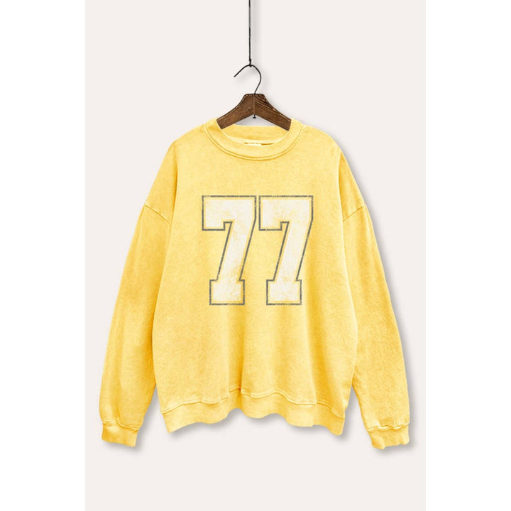 Number 77 Graphic Mineral Wash Sweatshirt