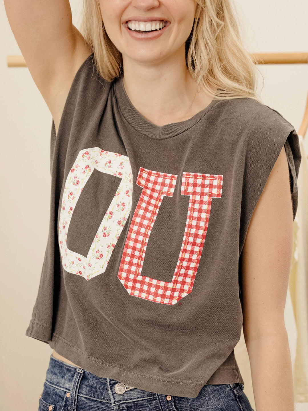 OU Oklahoma Sooners Quilted Puff Ink Smoke Tank