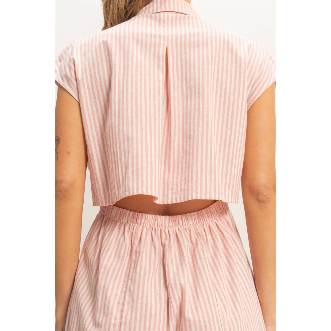 Striped Button Down Jumpsuit