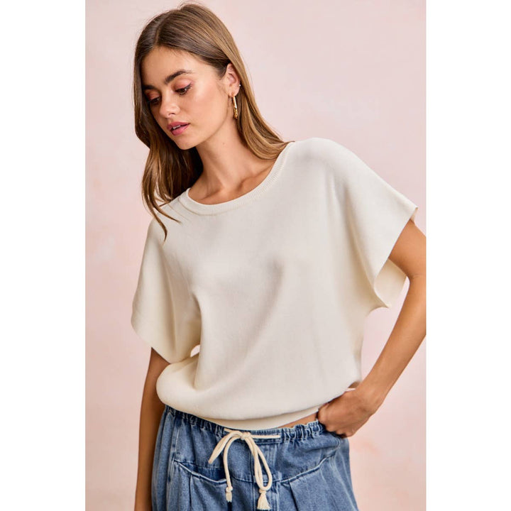 Women's Short Sleeve - SHORT DOLMAN SLEEVES LIGHTWEIGHT SOFT KNIT TOP - - Cultured Cloths Apparel
