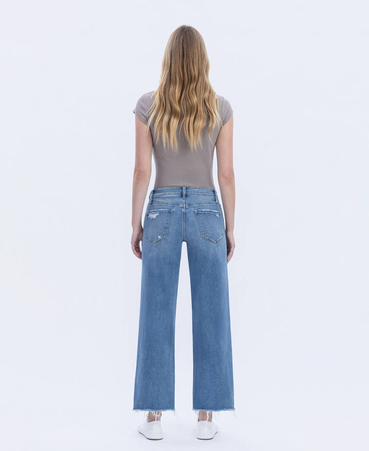 Denim - HIGH RISE MEDIUM WASH ANKLE DAD JEANS - - Cultured Cloths Apparel