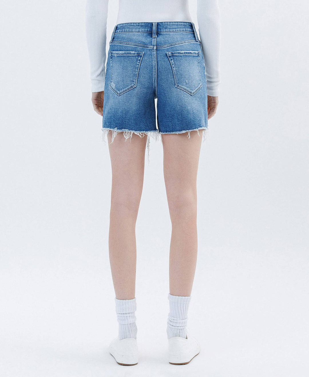 - HIGH RISE RAW HEM BOYFRIEND SHORTS T6753 - - Cultured Cloths Apparel