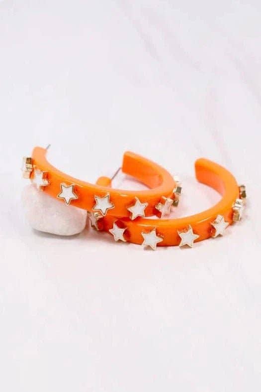 Accessories, Earrings - JE23129 Gameday Hoop Earring with Star - - Cultured Cloths Apparel