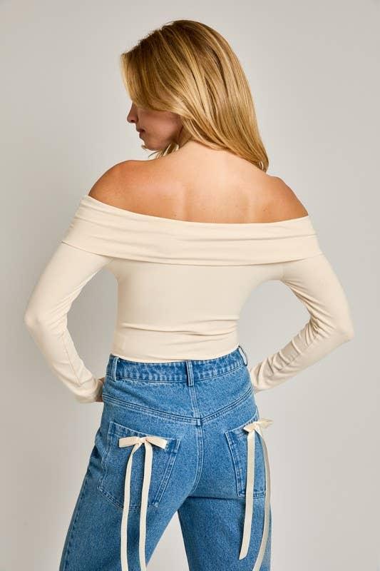 Women's Long Sleeve - Off Shoulder Bodysuit - - Cultured Cloths Apparel