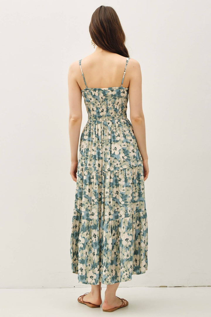 FLORAL PRINTED TIERED TANK MAXI DRESS