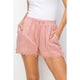 Women's Shorts - Casual and Cool Drawstring Cotton Gauze Frayed Shorts - Mauve - Cultured Cloths Apparel