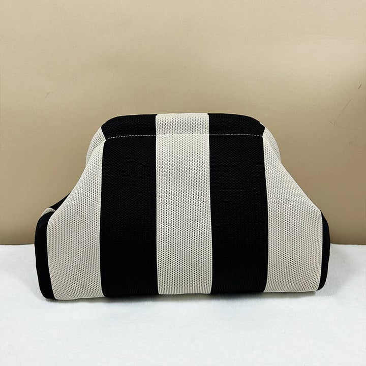 Compact Urban Chic Stripe Design Clutch Bag Makeup Pouch