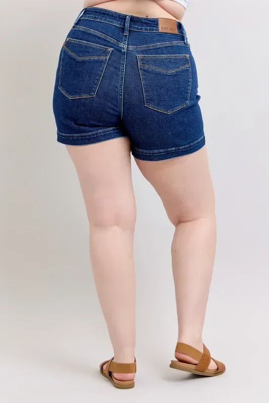 Women's Shorts - Judy Blue Full Size High Waist Tummy Control Denim Shorts - - Cultured Cloths Apparel
