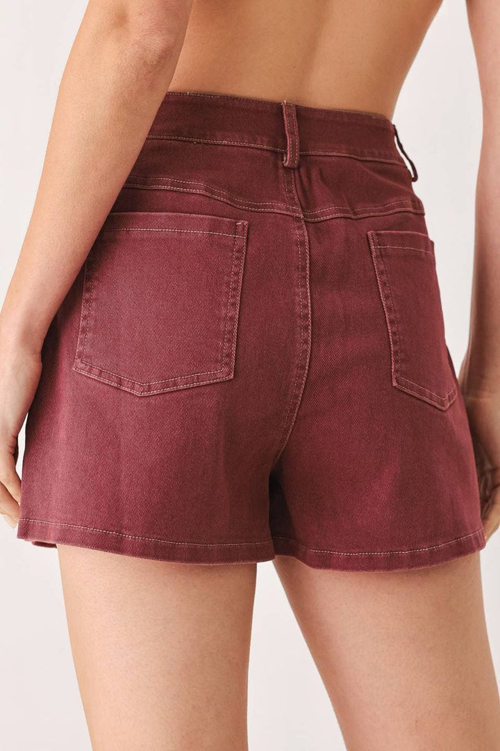 solid woven skort
