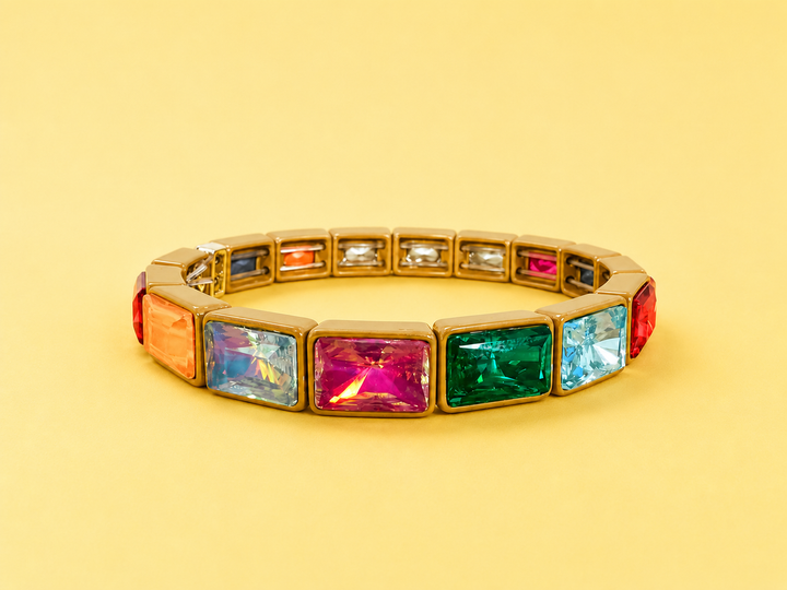 Enamel Stretch Bracelet - Earth Tone Colors