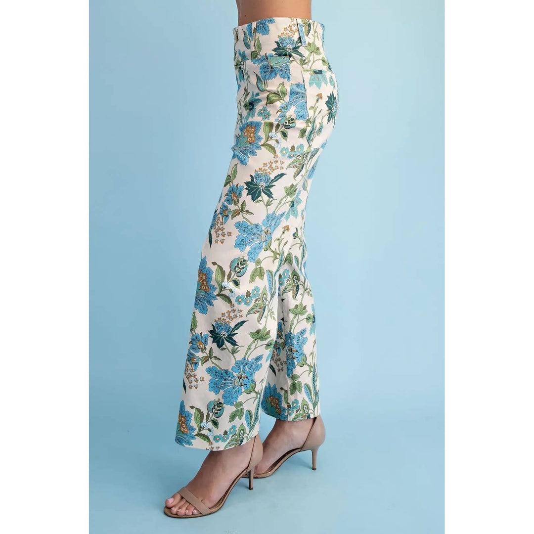 Pants - Floral Ankle Cropped Pants - - Cultured Cloths Apparel