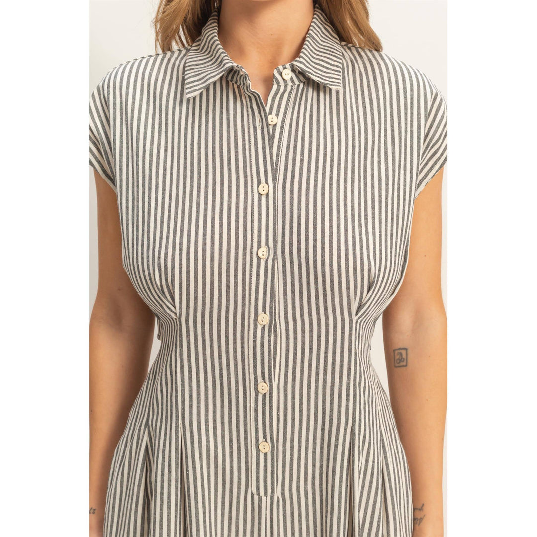 Striped Button Down Jumpsuit