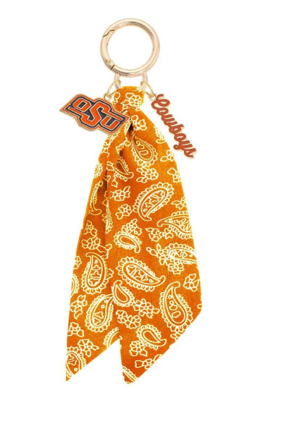 Accessories, Key Chains - Oklahoma State Cowboys Logo Bandana Bag Charm - - Cultured Cloths Apparel