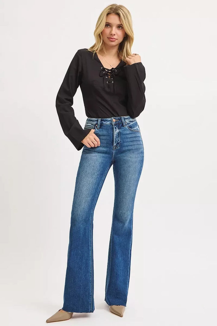 DENIM - RISEN High Rise Flare Jeans - - Cultured Cloths Apparel