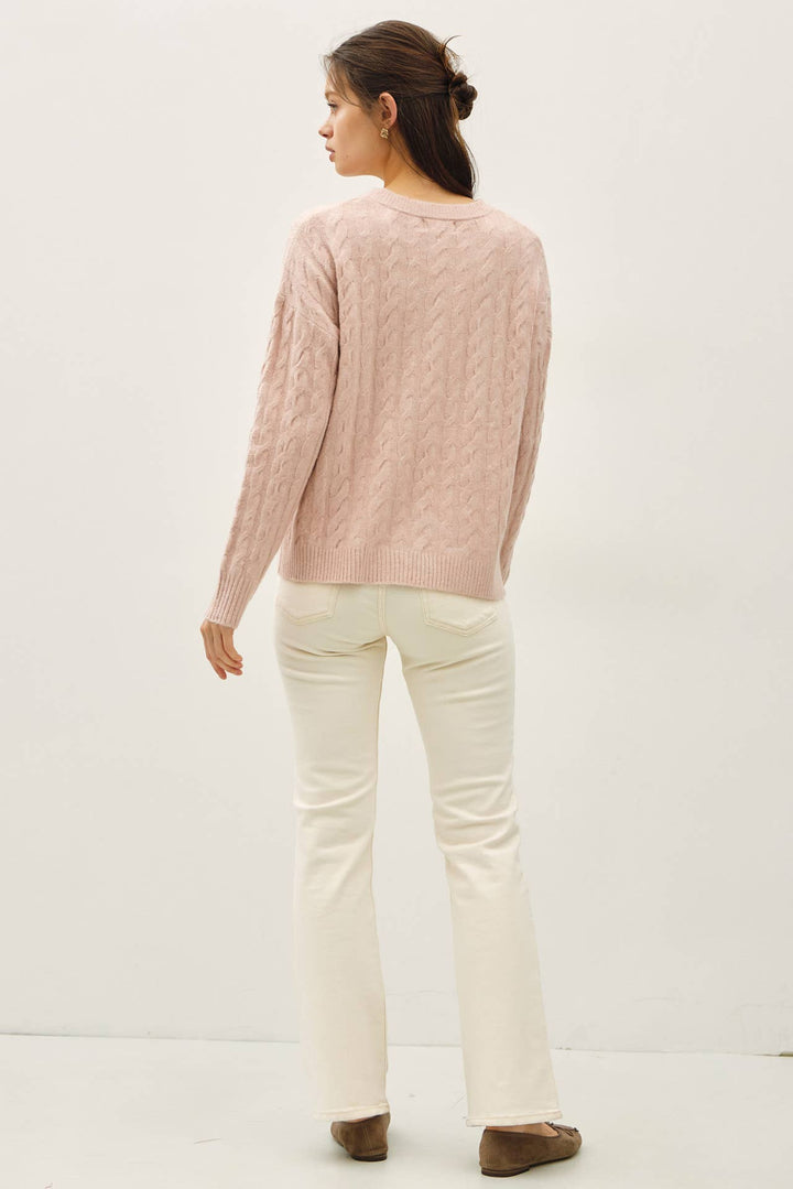 Women's Sweaters - ULTRA SOFT CABLE KNIT CREWNECK SWEATER TOP - - Cultured Cloths Apparel