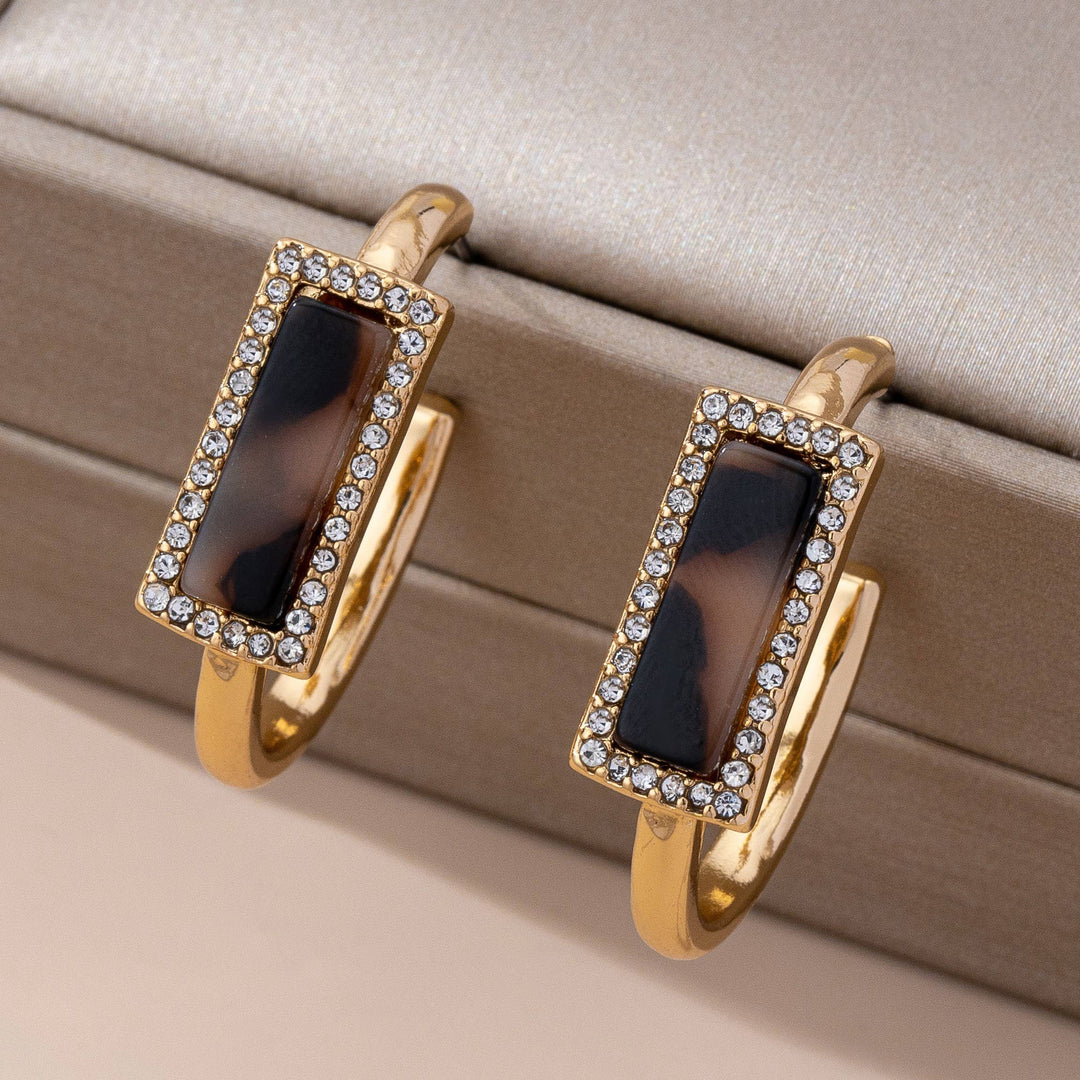 Accessories, Earrings - Tortoise & Pavé Gold Hoop Earrings | 80E61636 - - Cultured Cloths Apparel