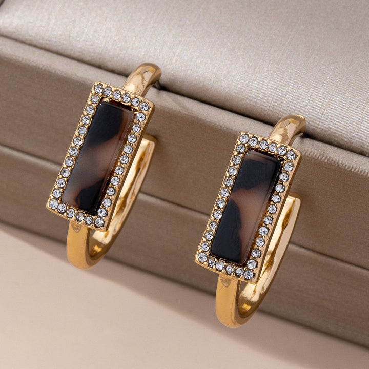 Accessories, Earrings - Tortoise & Pavé Gold Hoop Earrings | 80E61636 - - Cultured Cloths Apparel