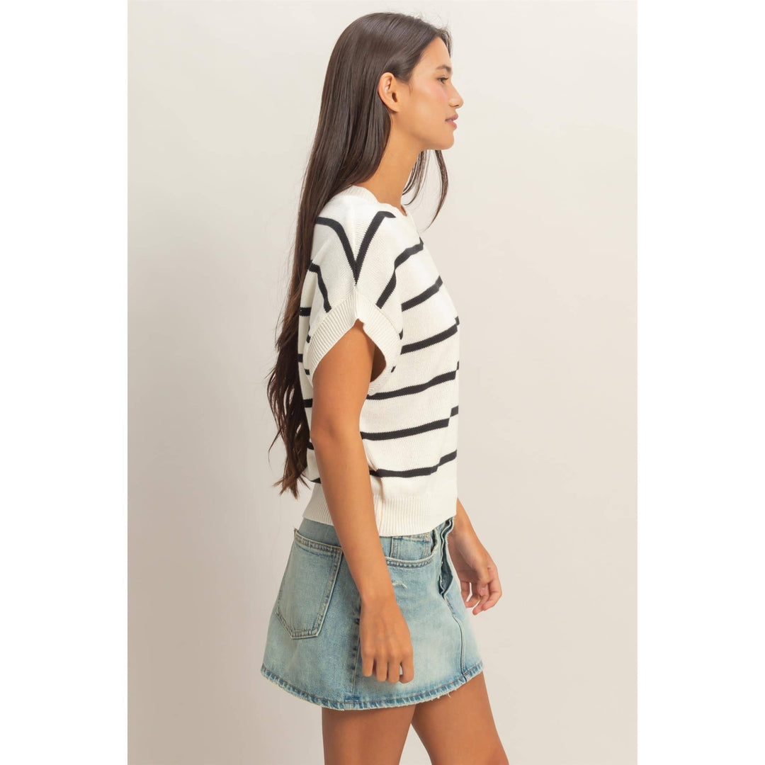 Striped Crew Neck Knit Top