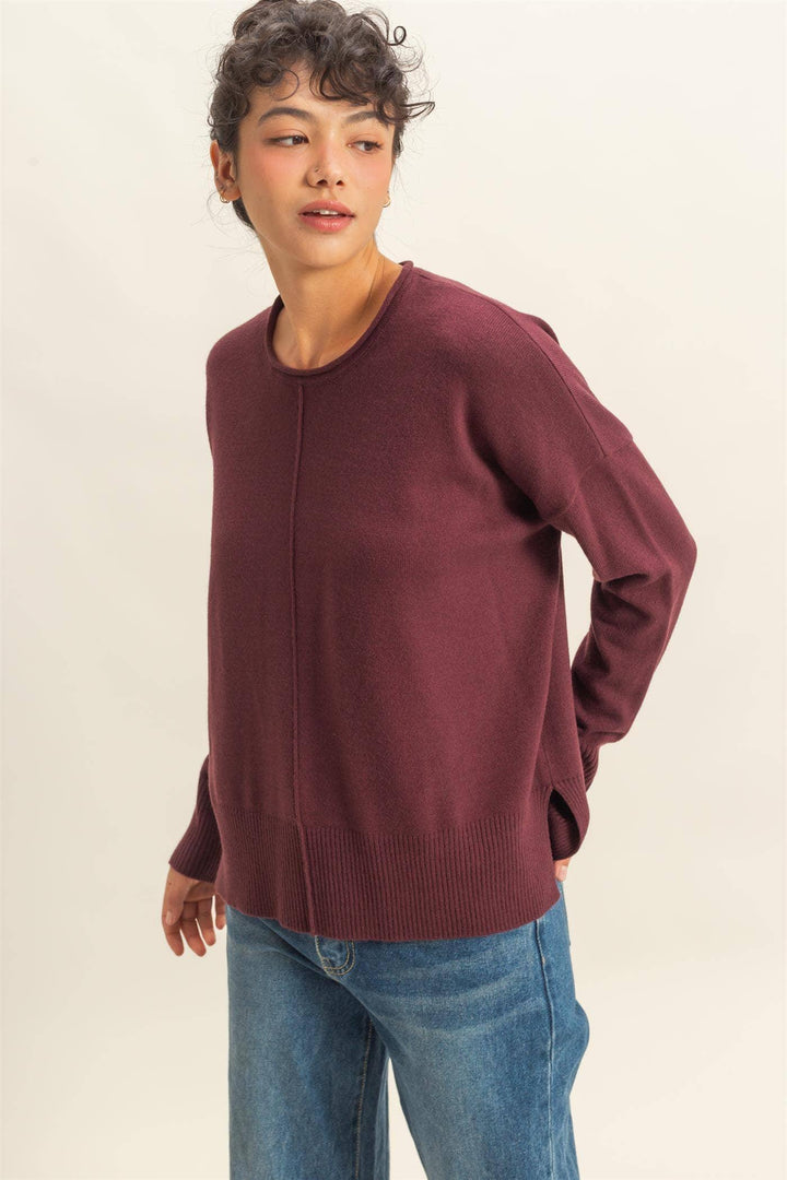 Women's Sweaters - Round Roll Neck Drop Shoulder Sweater - - Cultured Cloths Apparel