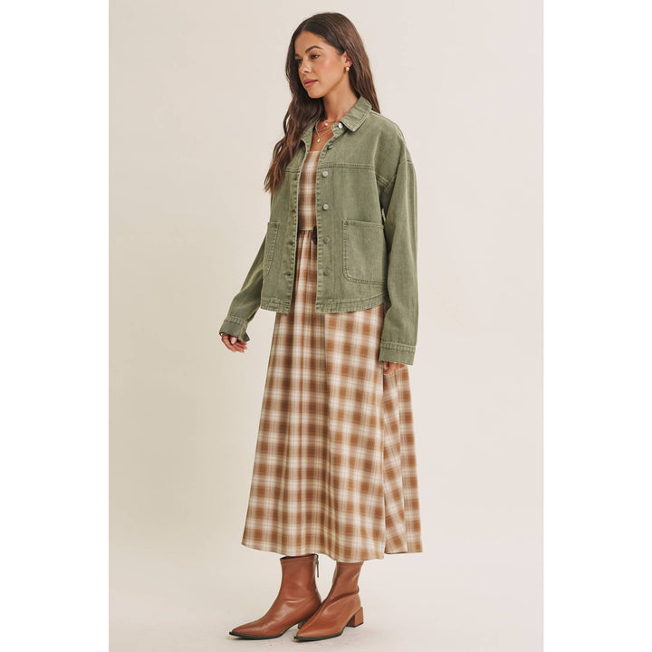 Women's Dresses - GOLDEN FIELD PLAID SMOCKED MIDI DRESS WITH CONTRAST BOW - - Cultured Cloths Apparel
