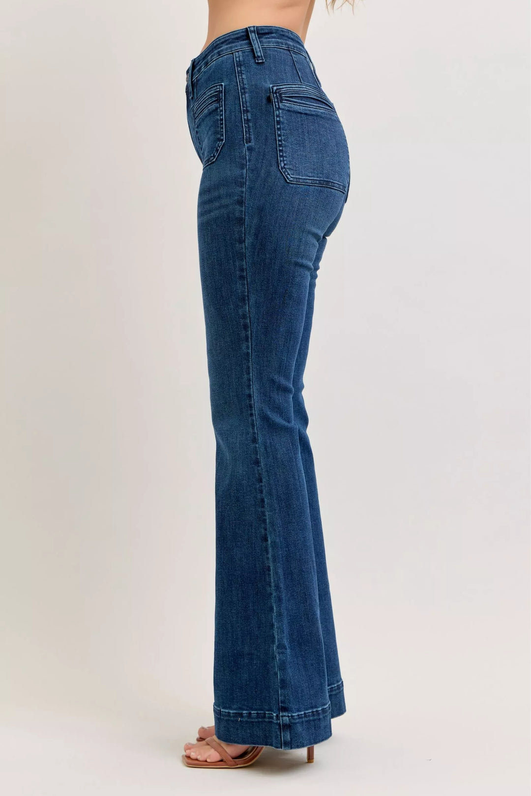 Denim - Judy Blue High-Waisted Flare Jeans with Front Pockets - - Cultured Cloths Apparel