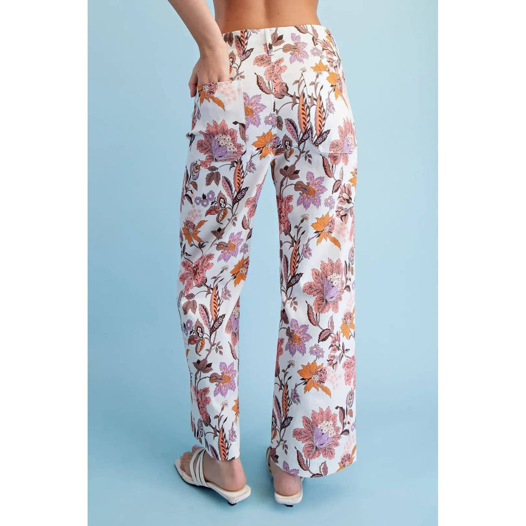 Pants - Floral Ankle Cropped Pants - - Cultured Cloths Apparel