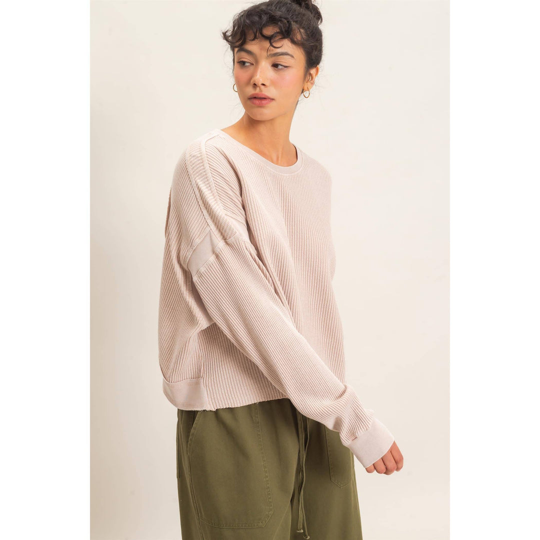 Mineral Wash Waffle Open Back Top