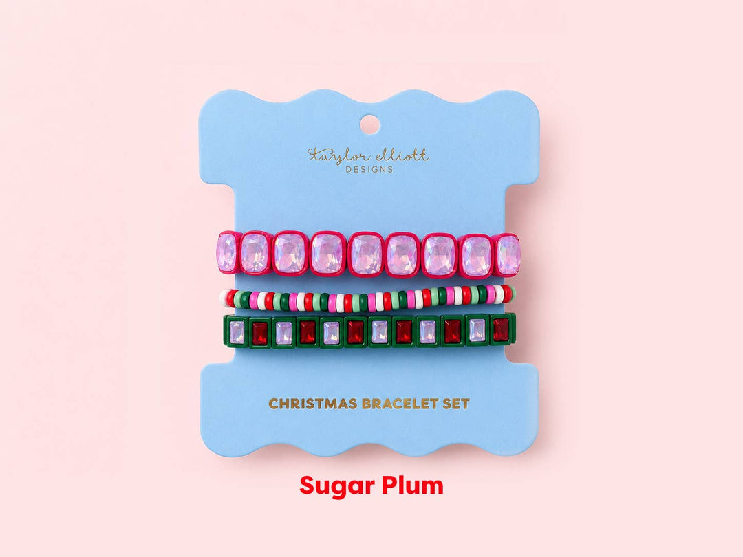 Enamel Stretch Bracelets - Holiday - 3 Pc Set