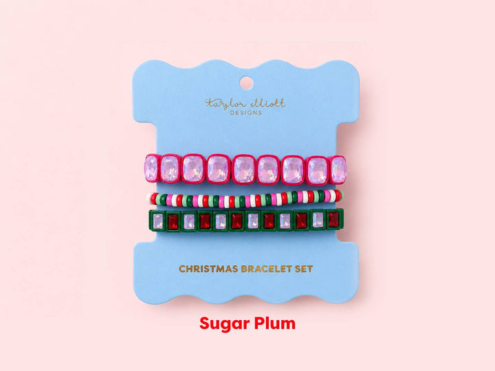 Enamel Stretch Bracelets - Holiday - 3 Pc Set